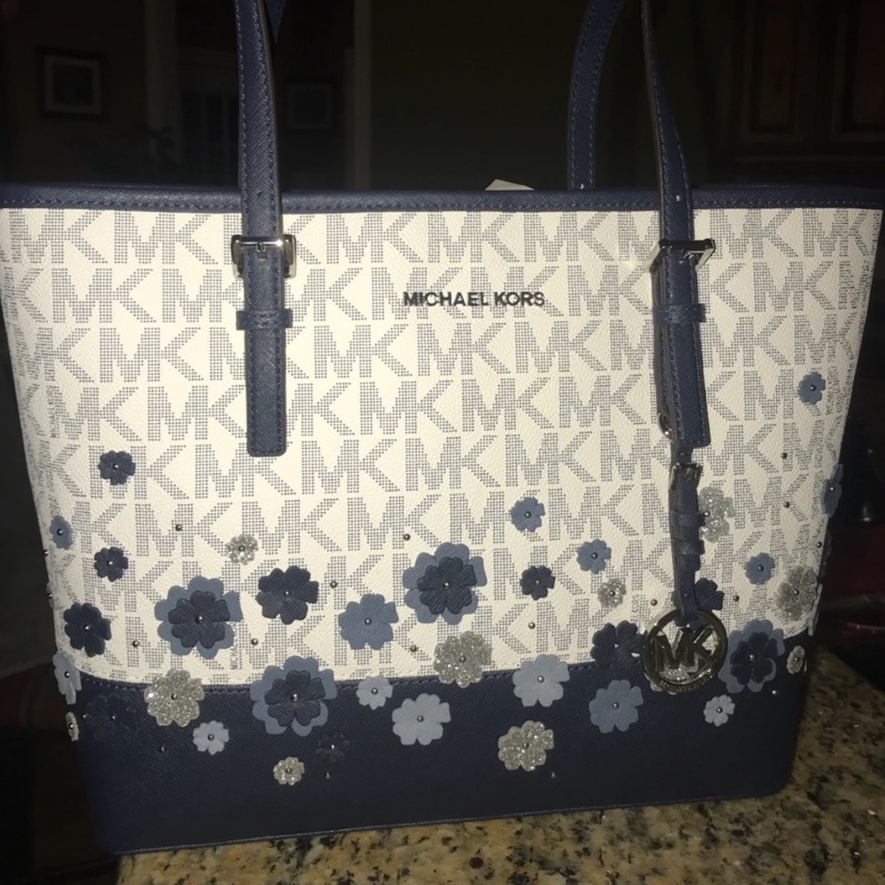 Michael kors floral glitter tote bag RARE